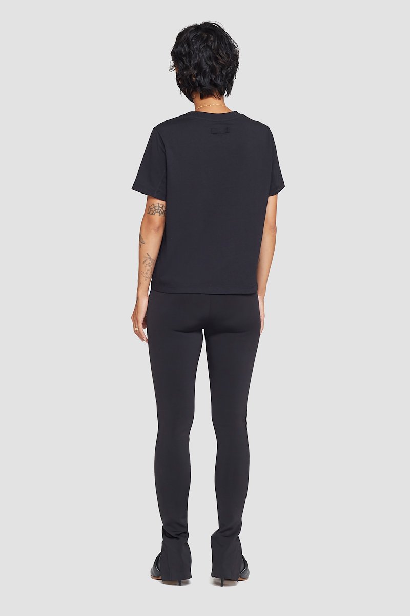 The Essential Tee-black #0 The Essential Tee, Black cotton logo-patch Essential T-shirt from 3.1 PHILLIP LIM featuring crew neck, short sleeves, panelled design and logo patch to the front.- 2