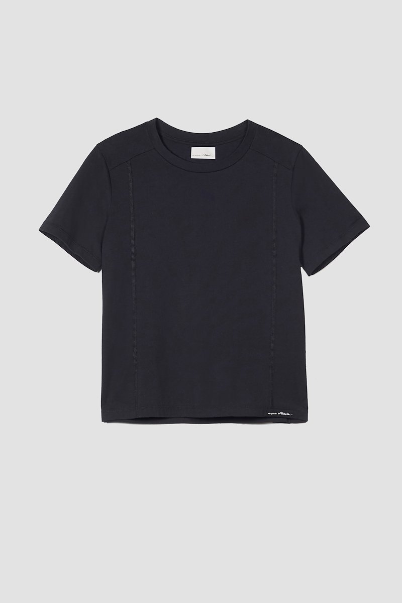 The Essential Tee-black #0 The Essential Tee, Black cotton logo-patch Essential T-shirt from 3.1 PHILLIP LIM featuring crew neck, short sleeves, panelled design and logo patch to the front.- 4
