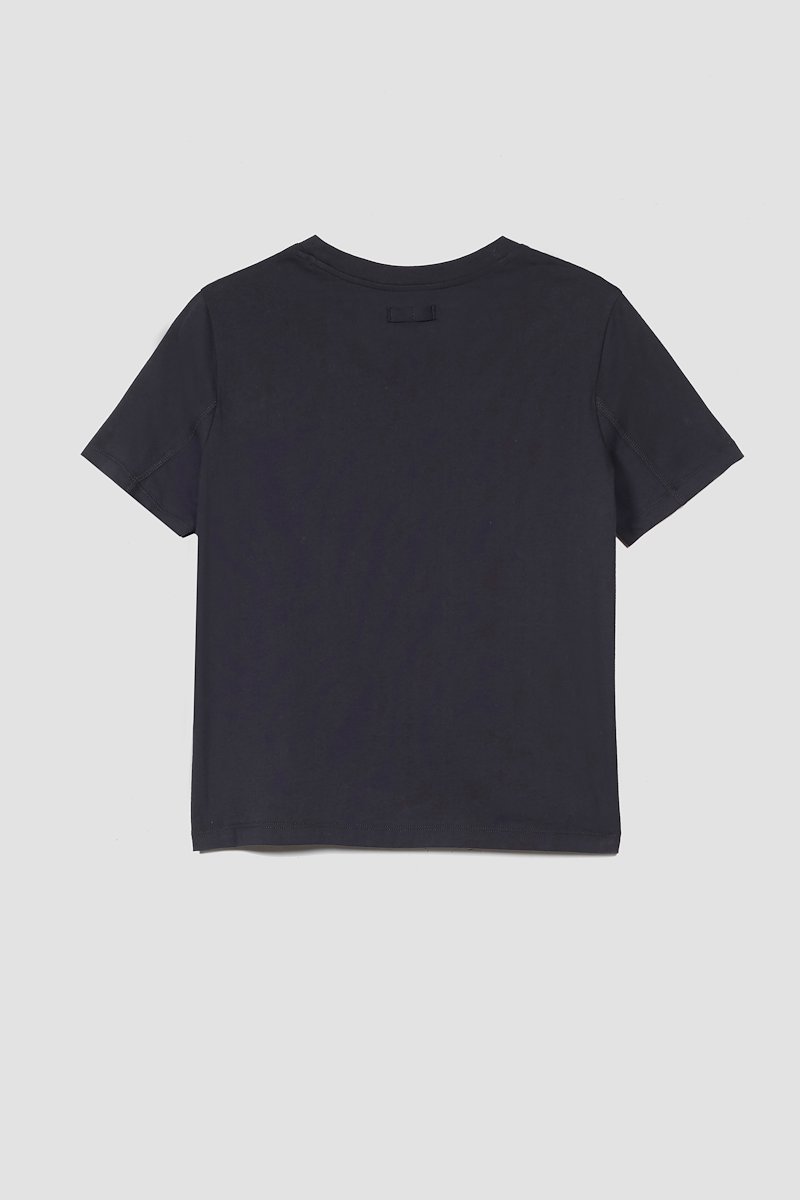 The Essential Tee-black #1 The Essential Tee, Black cotton logo-patch Essential T-shirt from 3.1 PHILLIP LIM featuring crew neck, short sleeves, panelled design and logo patch to the front.- 5