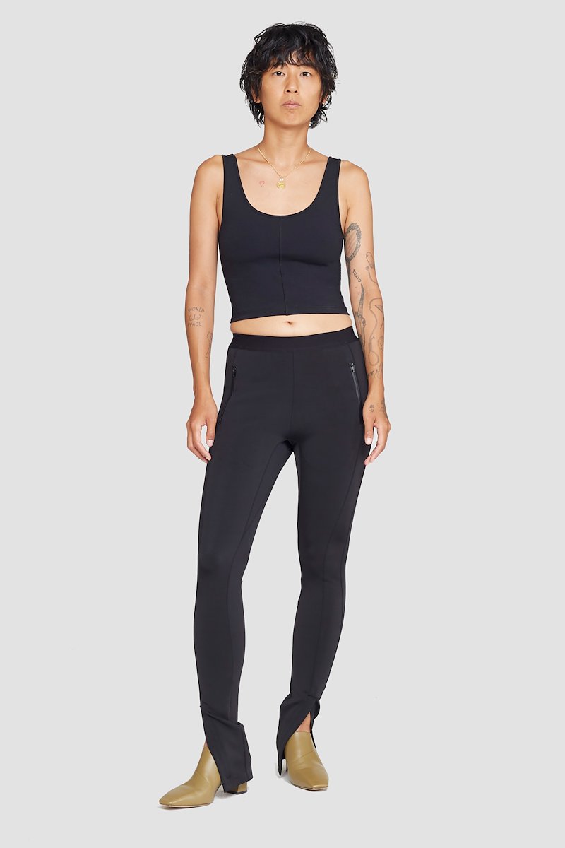 The Everyday Crop Tank-black #0 The Everyday Crop Tank, Black Everyday cropped tank top from 3.1 PHILLIP LIM featuring seam detailing, logo patch to the rear, scoop neck, sleeveless and cropped.- 0