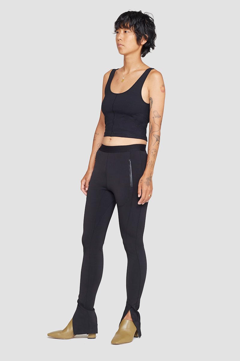 The Everyday Crop Tank-black #1 The Everyday Crop Tank, Black Everyday cropped tank top from 3.1 PHILLIP LIM featuring seam detailing, logo patch to the rear, scoop neck, sleeveless and cropped.- 1