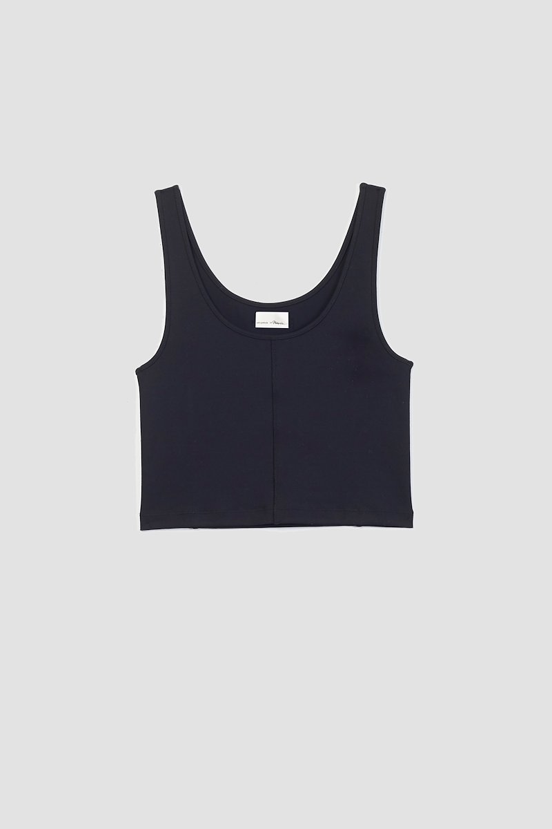 The Everyday Crop Tank-black #0 The Everyday Crop Tank, Black Everyday cropped tank top from 3.1 PHILLIP LIM featuring seam detailing, logo patch to the rear, scoop neck, sleeveless and cropped.- 4