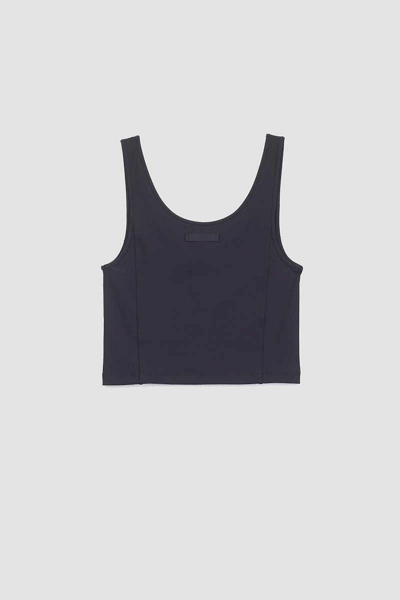 The Everyday Crop Tank-black #1 The Everyday Crop Tank, Black Everyday cropped tank top from 3.1 PHILLIP LIM featuring seam detailing, logo patch to the rear, scoop neck, sleeveless and cropped.- 5