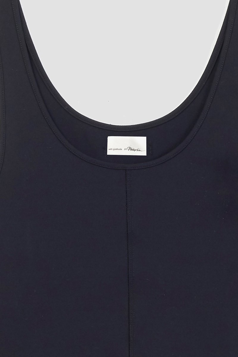 The Everyday Crop Tank-black #0 The Everyday Crop Tank, Black Everyday cropped tank top from 3.1 PHILLIP LIM featuring seam detailing, logo patch to the rear, scoop neck, sleeveless and cropped.- 6