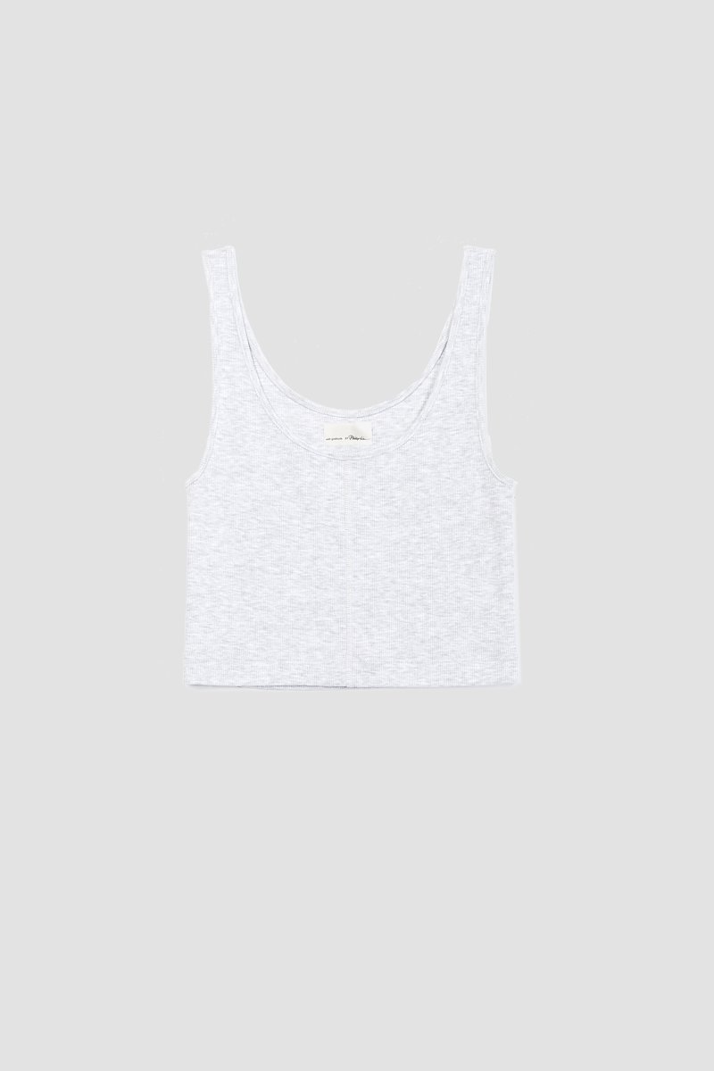 The Everyday Crop Tank-white #0 The Everyday Crop Tank, Light heather grey Everyday cropped tank top from 3.1 PHILLIP LIM featuring ribbed knit, seam detailing, scoop neck, sleeveless and cropped.- 4