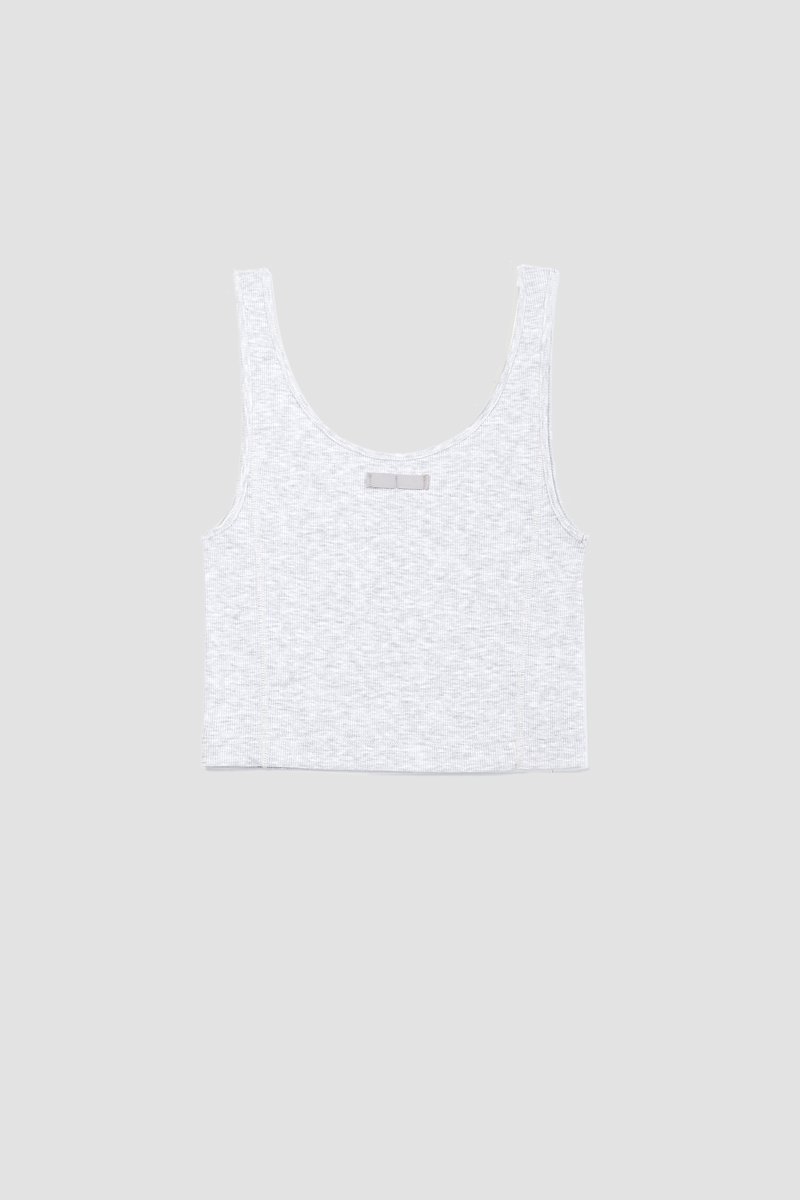 The Everyday Crop Tank-white #1 The Everyday Crop Tank, Light heather grey Everyday cropped tank top from 3.1 PHILLIP LIM featuring ribbed knit, seam detailing, scoop neck, sleeveless and cropped.- 5