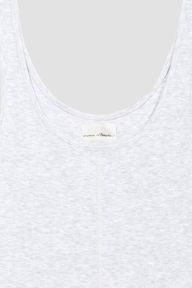 The Everyday Crop Tank-white #0 The Everyday Crop Tank, Light heather grey Everyday cropped tank top from 3.1 PHILLIP LIM featuring ribbed knit, seam detailing, scoop neck, sleeveless and cropped.- 6