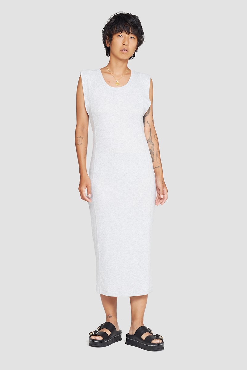 The Everyday Scoop Tank Dress-white #0 The Everyday Scoop Tank Dress, Light heather grey Everyday tank dress from 3.1 PHILLIP LIM featuring ribbed knit, scoop neck, sleeveless and mid-length.- 0