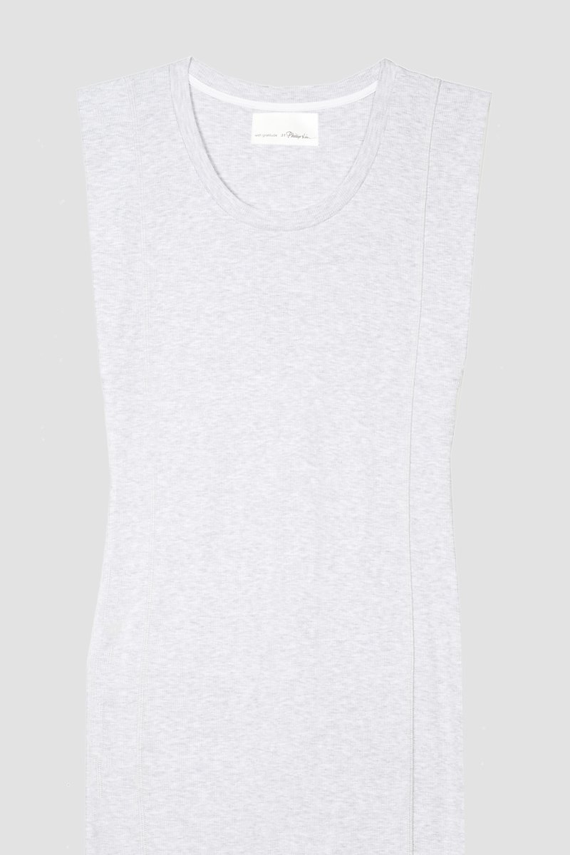 The Everyday Scoop Tank Dress-white #0 The Everyday Scoop Tank Dress, Light heather grey Everyday tank dress from 3.1 PHILLIP LIM featuring ribbed knit, scoop neck, sleeveless and mid-length.- 6