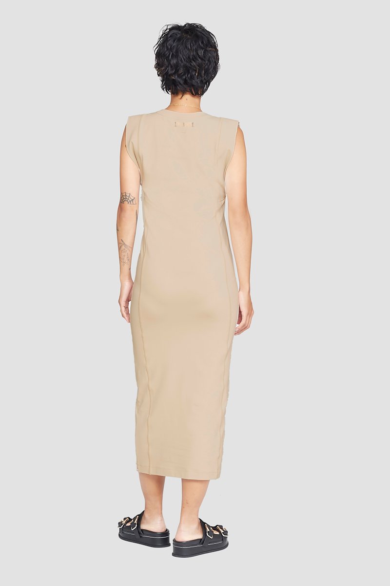 The Everyday Scoop Tank Dress-neutrals #0 The Everyday Scoop Tank Dress, Nude beige Everyday scoop-neck tank dress from 3.1 PHILLIP LIM featuring seam detailing, logo patch to the rear, scoop neck, sleeveless and mid-length.- 2