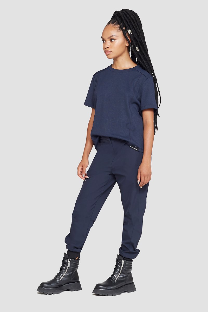 The Everyday Tailored Jogger-blue #1 The Everyday Tailored Jogger, Navy blue Everyday cropped track pants from 3.1 PHILLIP LIM featuring mid-rise, concealed front fastening, two side slit pockets, rear welt pocket and ribbed cuffs.- 1