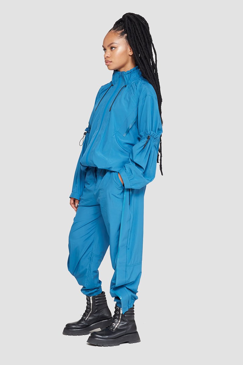 The Win-Breaker-blue #1 The Win-Breaker, Blue drawstring-detail jacket from 3.1 PHILLIP LIM featuring drawstring fastening, front zip fastening, long sleeves, buttoned cuffs and two slit pockets at the chest.- 1