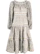 Image 1 of Tory Burch medallion print puff-sleeve dress