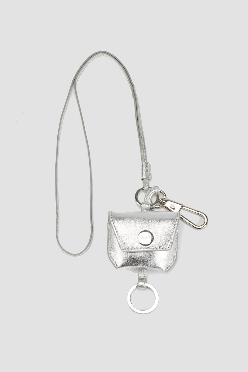 Airpod Pro Holder-silver #1 Airpod Pro Holder, Silver-tone sheep skin metallic-effect AirPods Pro holder from 3.1 PHILLIP LIM featuring front flap closure, clip fastening and long strap.- 1