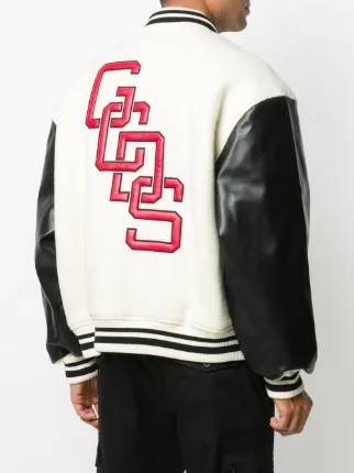 embroidered logo striped edge bomber jacket展示图