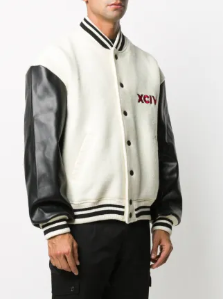 embroidered logo striped edge bomber jacket展示图