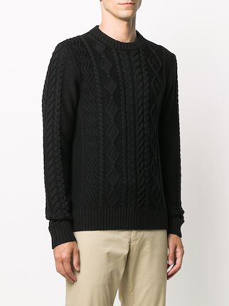 crew neck cable knit sweater展示图