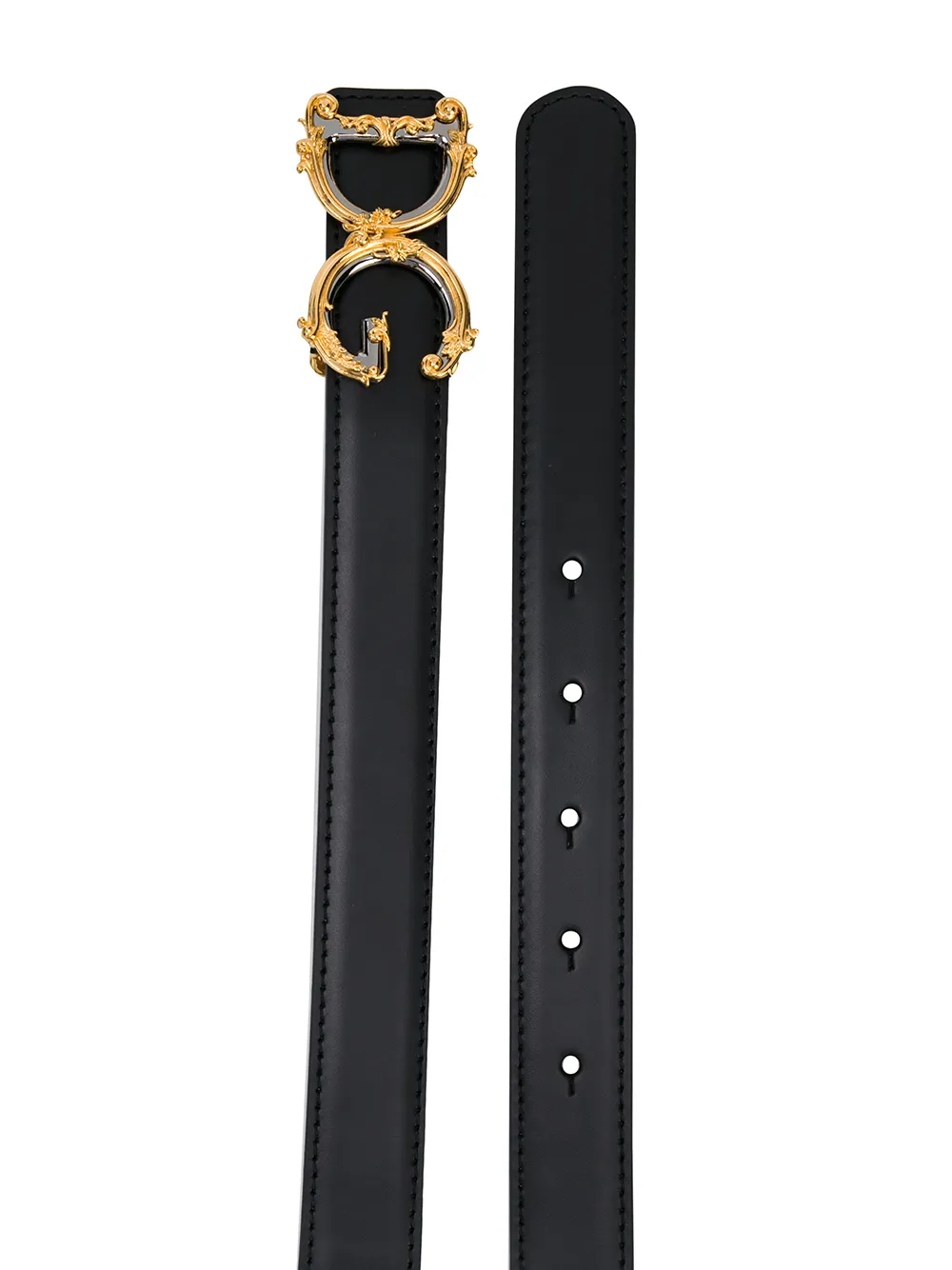 Shop Dolce & Gabbana Dg Baroque Leather Belt In Black