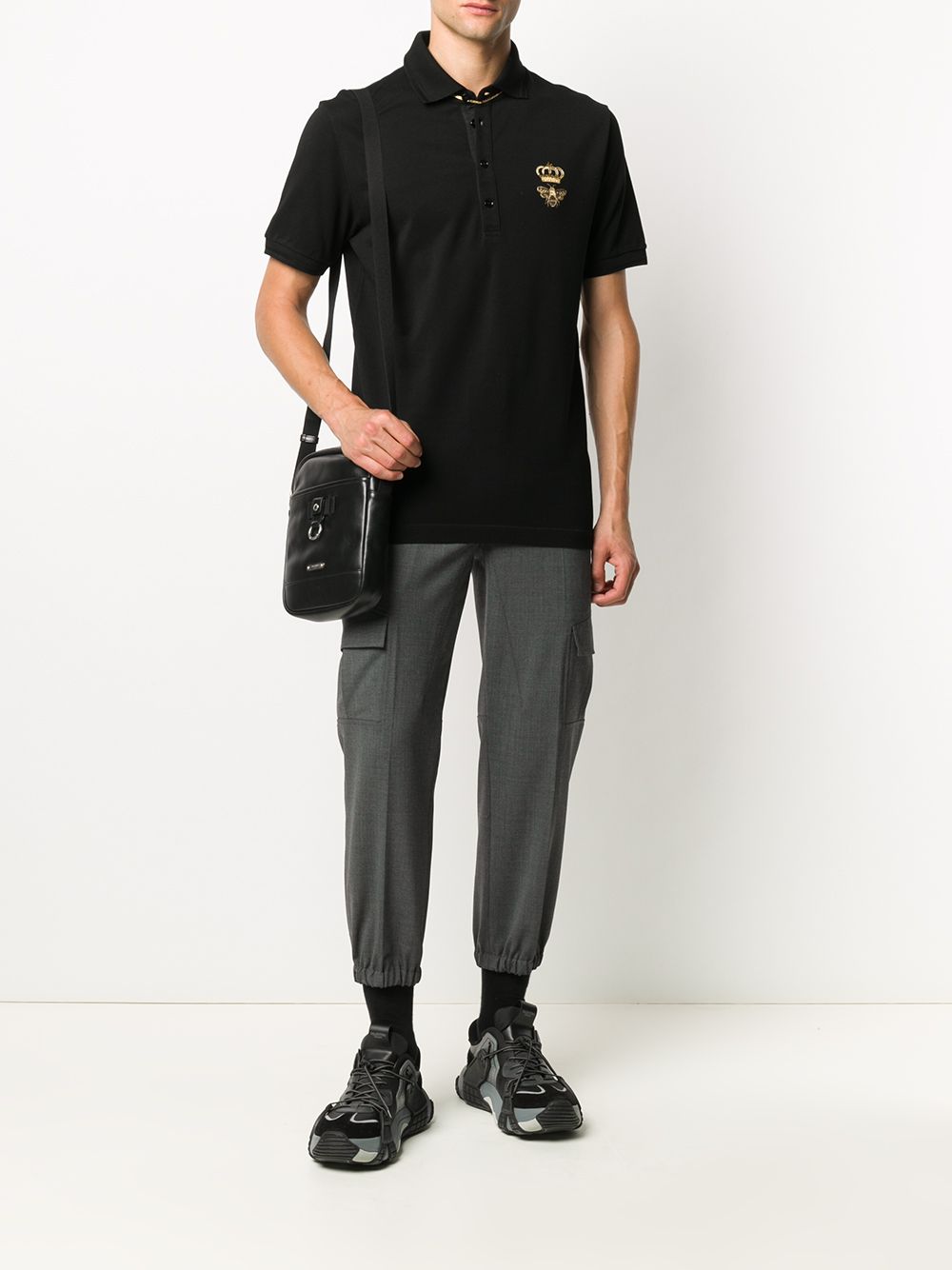 Image 2 of Dolce & Gabbana embroidered piqué polo shirt