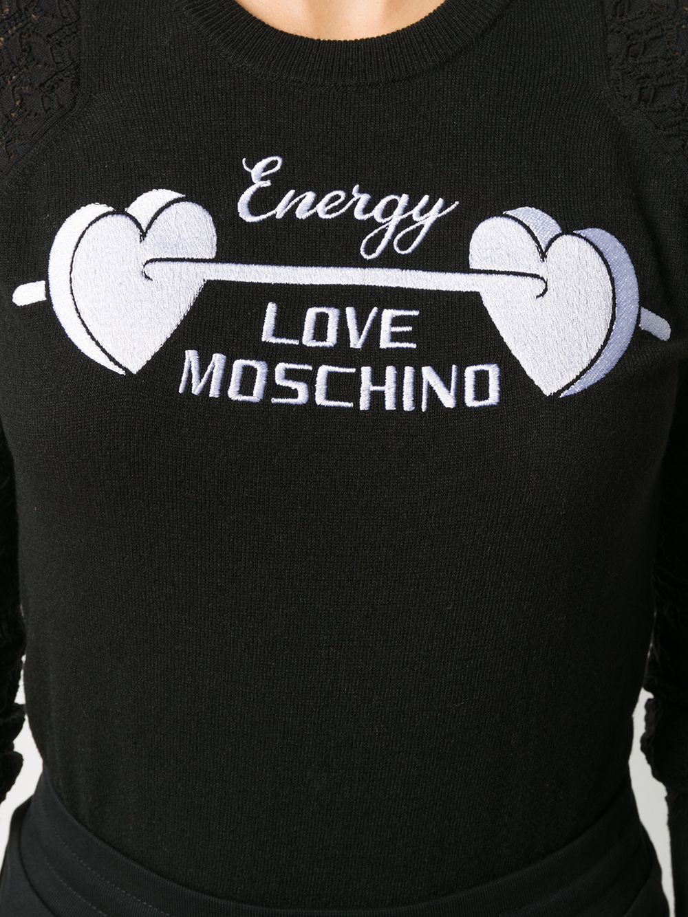 фото Love moschino джемпер с вышитым логотипом и сетчатыми рукавами