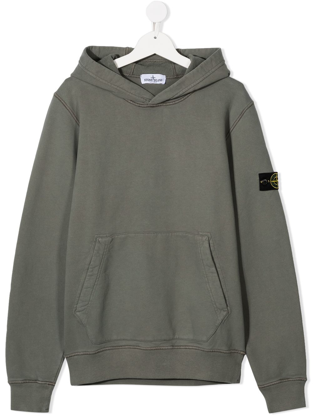 STONE ISLAND JUNIOR ARM-LOGO COTTON HOODIE