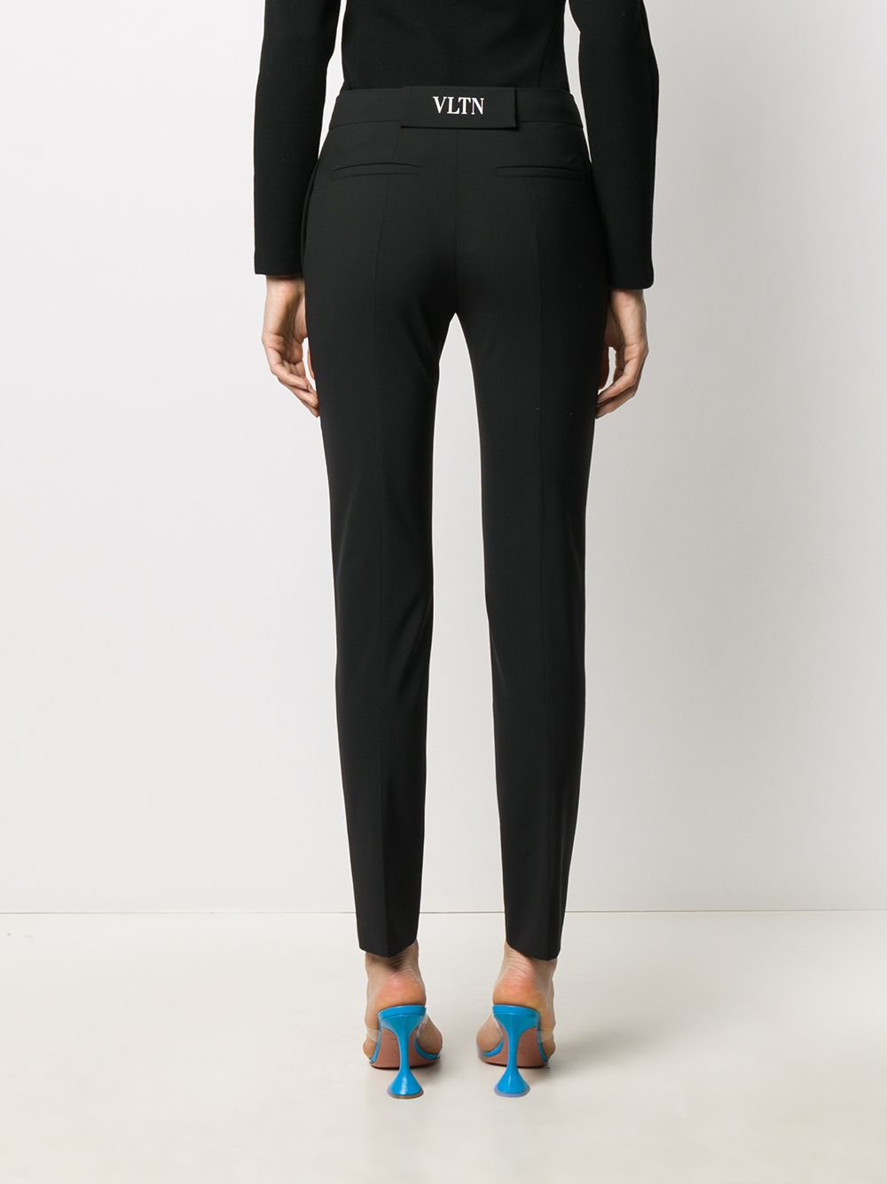 Shop Valentino Slim-fit Tailored Trousers In Black