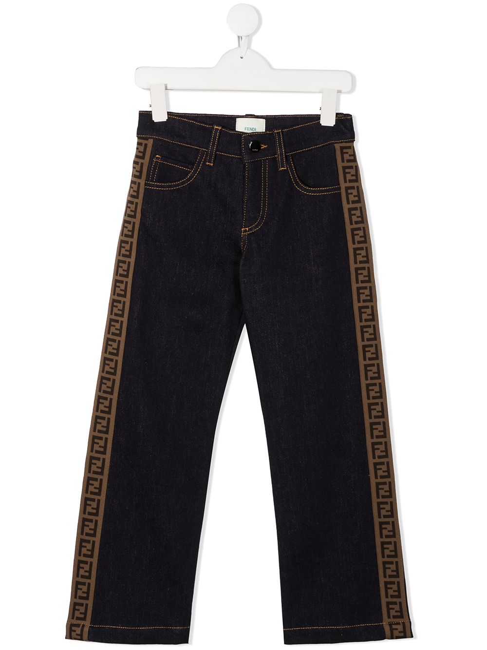 фото Fendi kids прямые джинсы с узором ff
