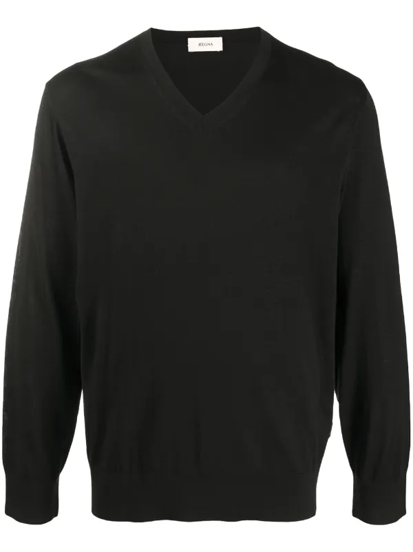black v neck wool jumper