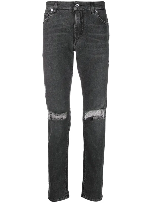grey destroyed skinny jeans