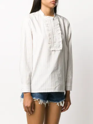 striped-print ruffle-trim shirt展示图