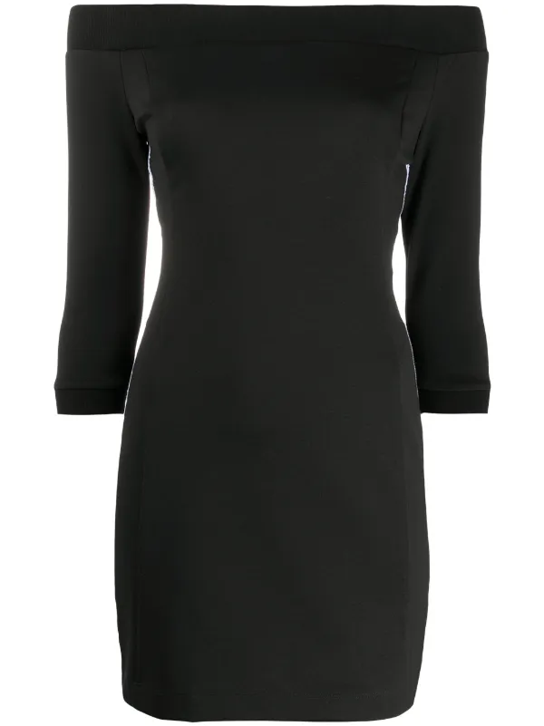 calvin klein off shoulder black dress