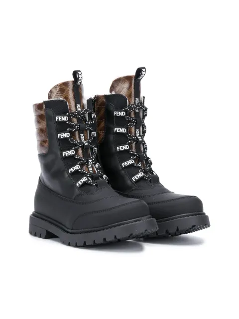 Fendi Kids FF lace-up boots