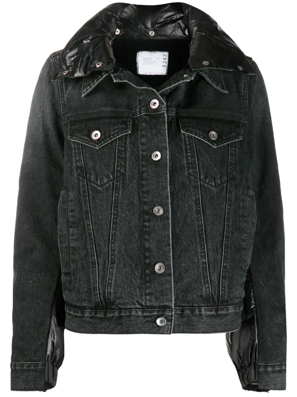black denim jacket with design on the back