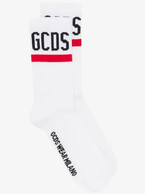 GCDS ribbed contrast logo socks