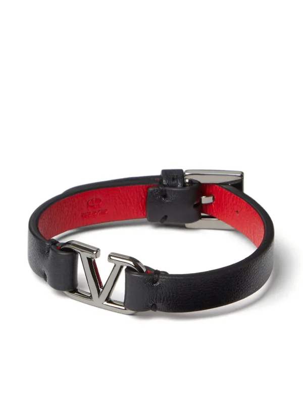 Valentino Garavani VLogo Signature Leather Bracelet | Black