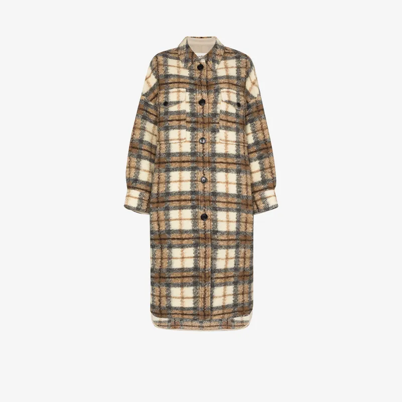 Isabel Marant étoile Womens Brown Gabrion Checked Single-breasted Coat
