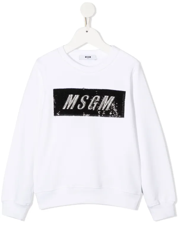 white sequin sweatshirt