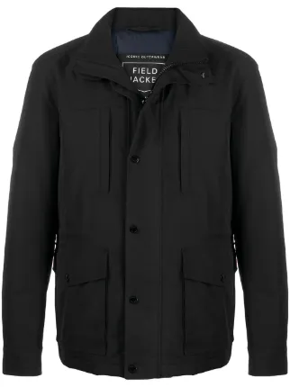 Shop black BOSS high-neck field jacket 