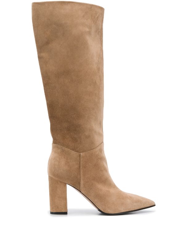 tan block heel boots