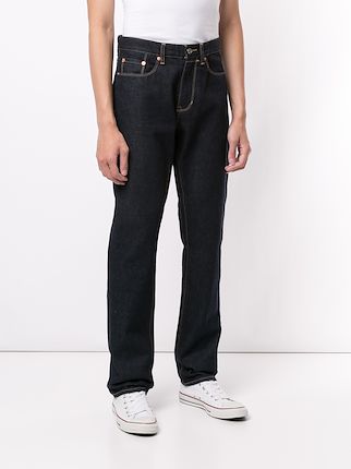 high-waisted straight leg jeans展示图