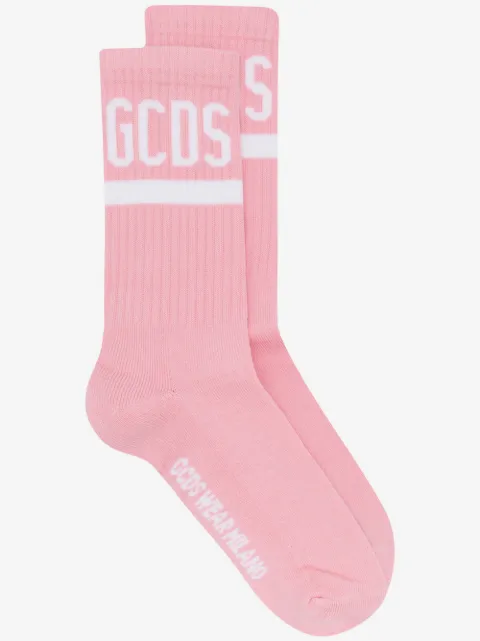 GCDS ribbed contrast logo socks
