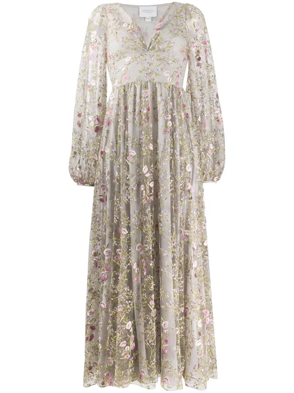 sheer floral embroidered dress