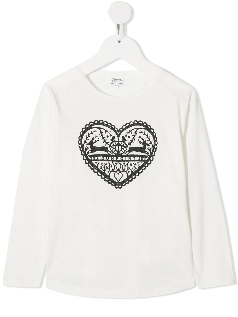 

Bonpoint playera con estampado de corazón - Blanco