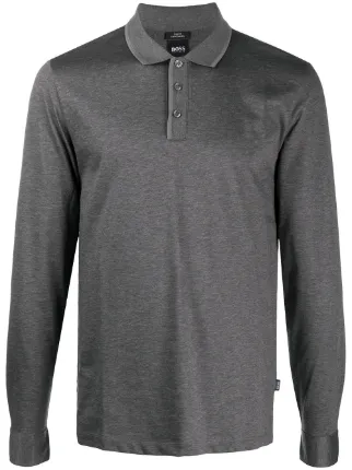 long sleeved button-cuff polo shirt 