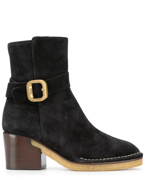 Tod's buckle-strap suede ankle boots