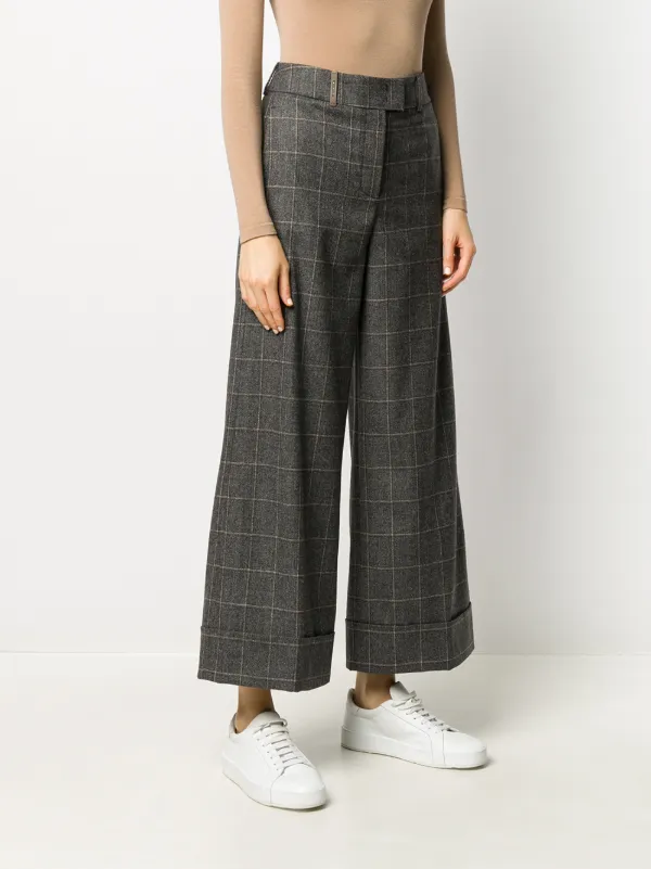 Shop Peserico checked wide-leg trousers 