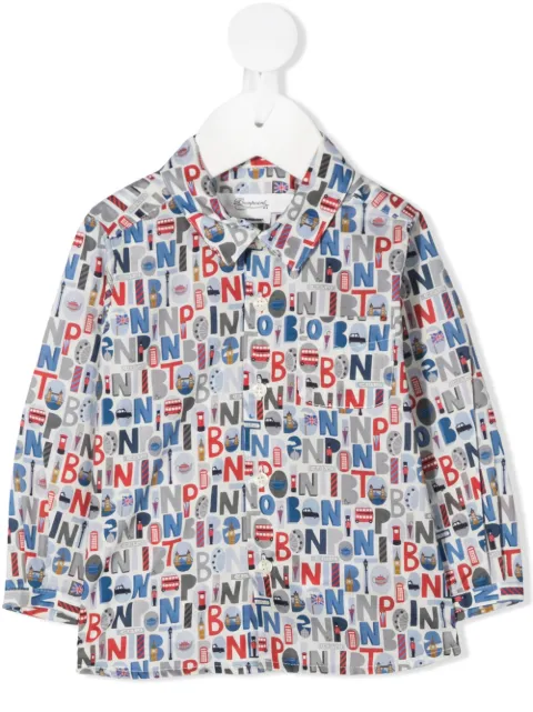Bonpoint all-over logo shirt
