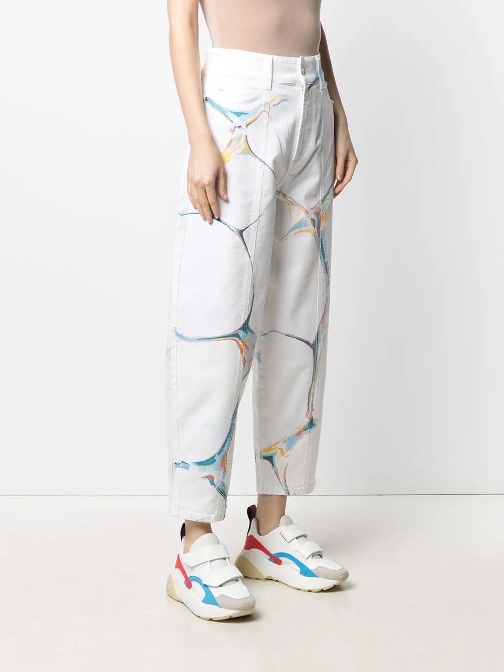  Stella Mccartney Vaqueros Con Estampado Marmolado - Blanco 