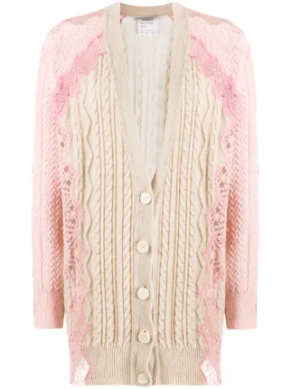 Floral Lace Cable Knit Cardigan