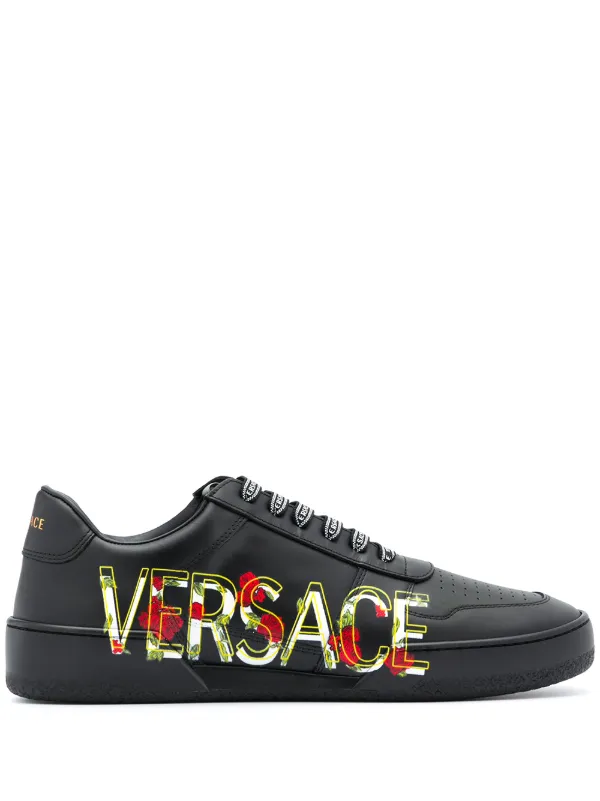 versace black leather sneakers
